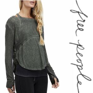 Free People heather gray Long Sleeve zenith tee athletic top